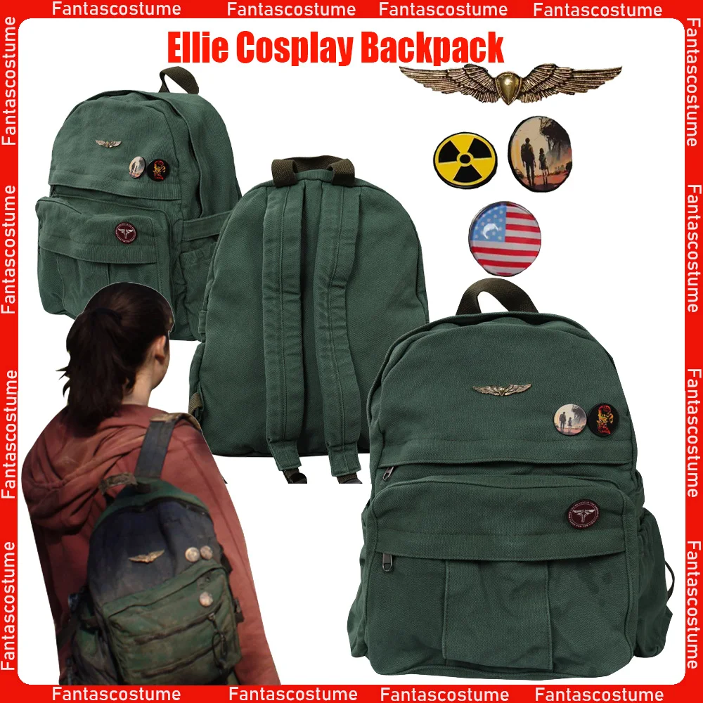 Ellie Cosplay Green Backpack Movie Last For Us Roleplay Bag Women Bags Costume Accessories Halloween Carnival Party Fancy Props