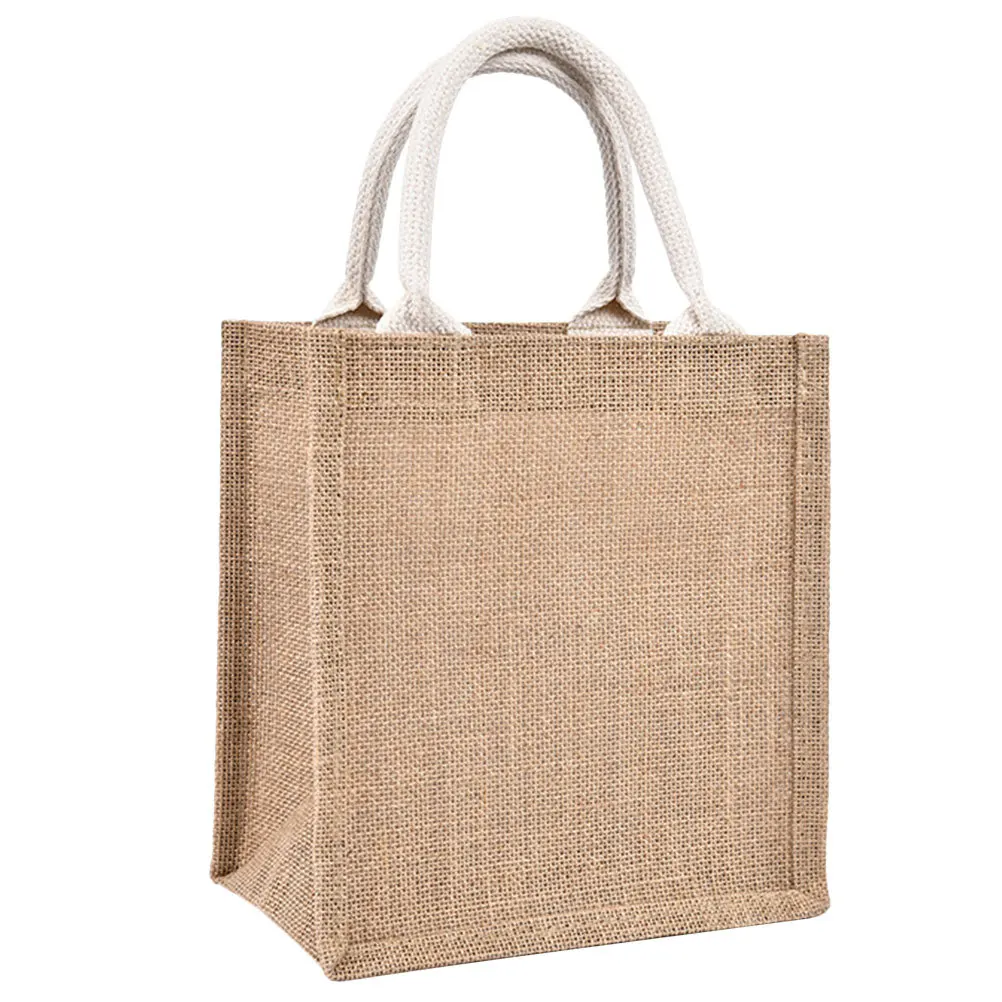 

Large Burlap Reusable Jute Handle Gift Bag Durable Linen Tote Shopping Tote DIY Fabric Gift Bag Burlap Bags Blank Flax Totes