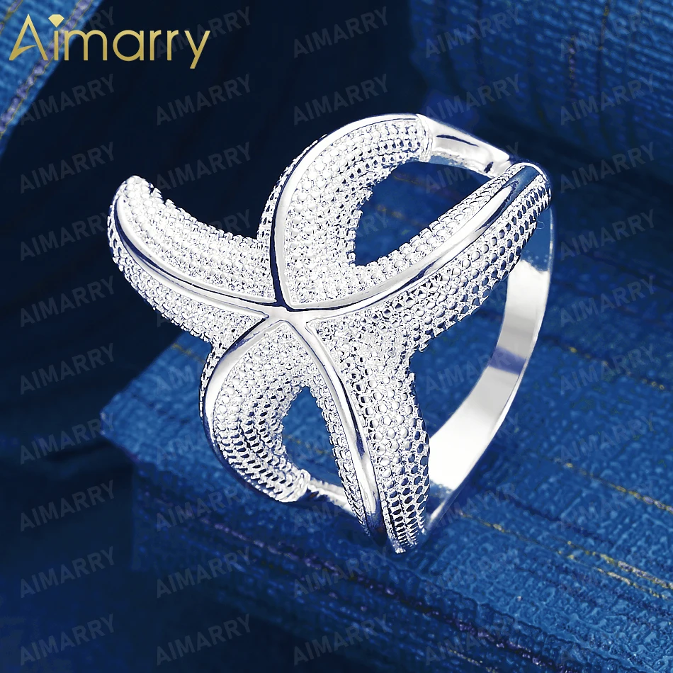 925 Sterling Silver 7-10# Three-dimensional Starfish Ring High-quality Fashion Jewelry for Women's Parties and Banquets