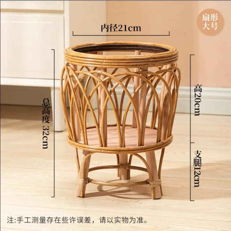 Handwoven Rattan Elevated Plant Stand Tall Floor Flower Pot Holder Breathable Durable Decorative for Living Room Balcony