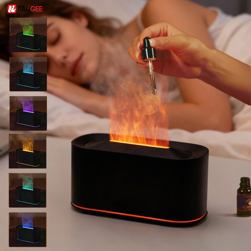 

Essential Oil Diffuser Flame Humidifiers Aroma Diffuser for Home Bedroom Office with 7 Colors Flame Lighting Air Humidifiers