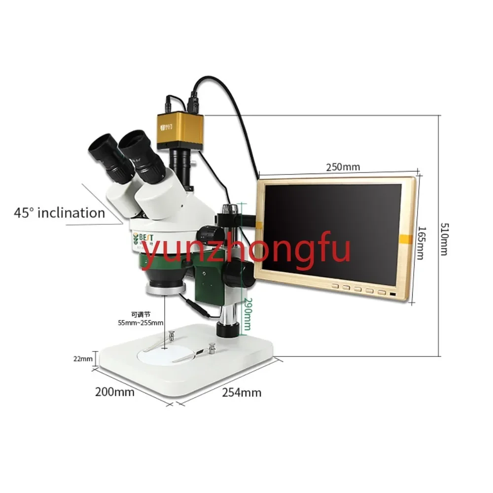 BEST X6II 7X-45X Digital Zoom Repair Mobile Phone PCB Inspection Stereo Trinocular Microscope With Camera