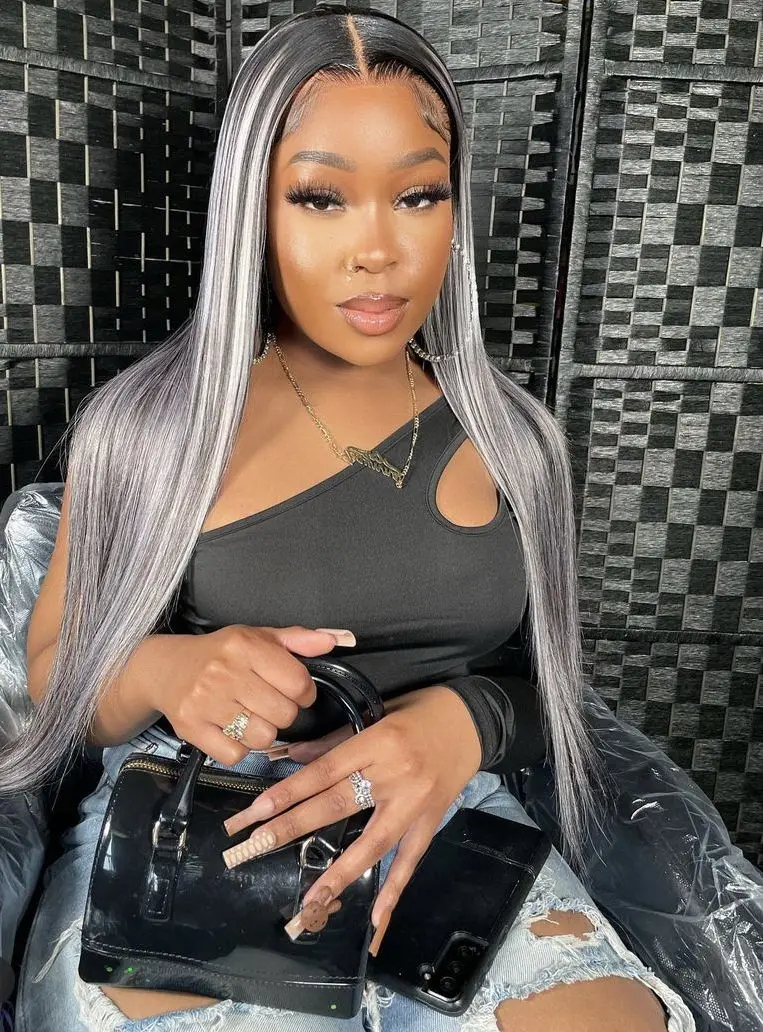 

210% 30Inch Bone Straight Sliver Gray 13x6 Hd Lace Frontal Wig Human Hair 100% Brazilian Transparent Lace Colored Wigs For Women