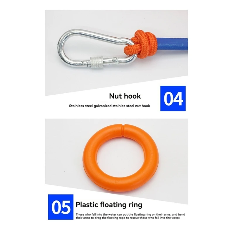 Water Floating Lifesaving Rope Strong Reflective Buoyant Throw Rope Professional With Bracelet/Hand Ring For Outdoors