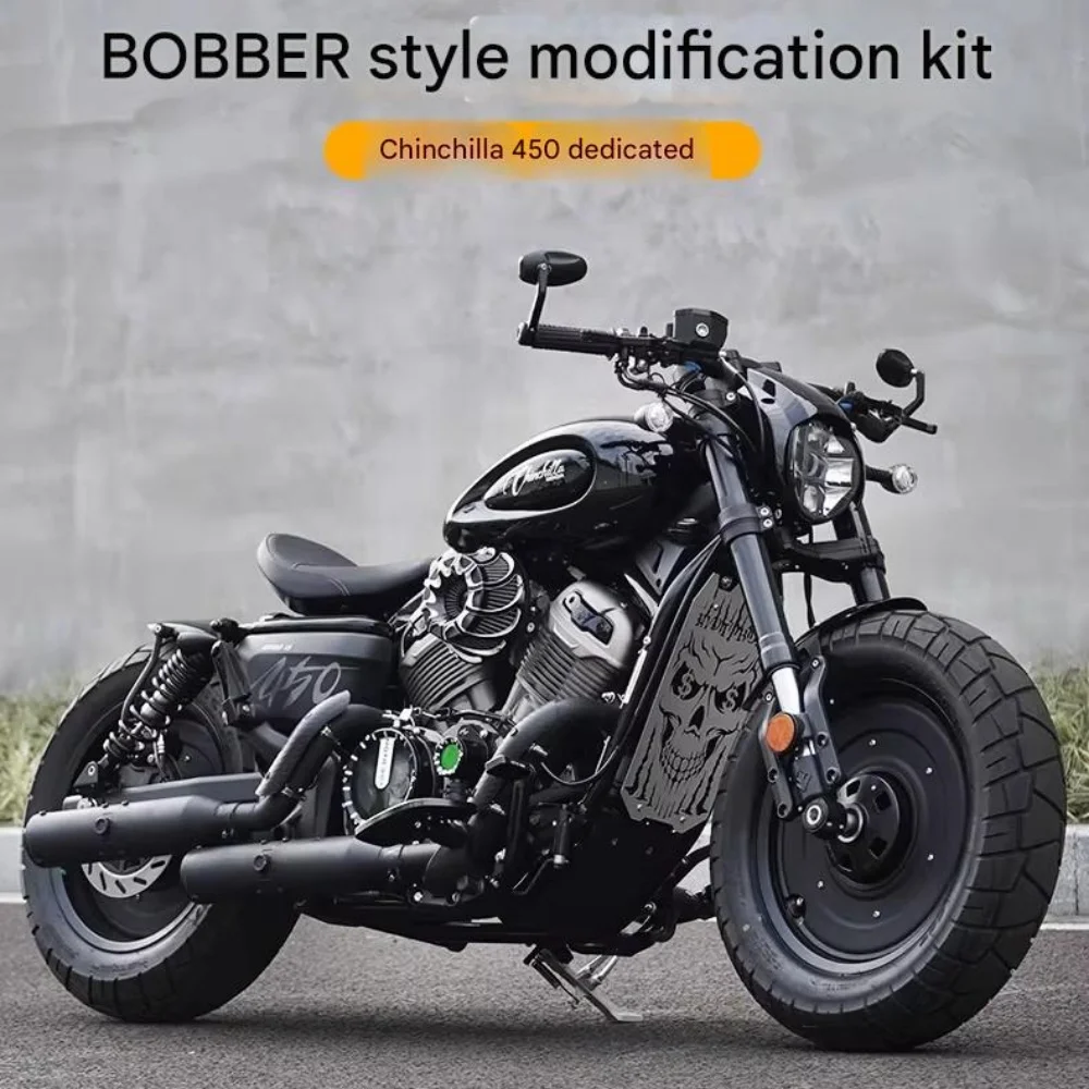 

For Benda Chinchilla 450 500 Bobber Exhaust Pipe Muffler, Stainless Steel Modified Exhaust System with Deep Sound