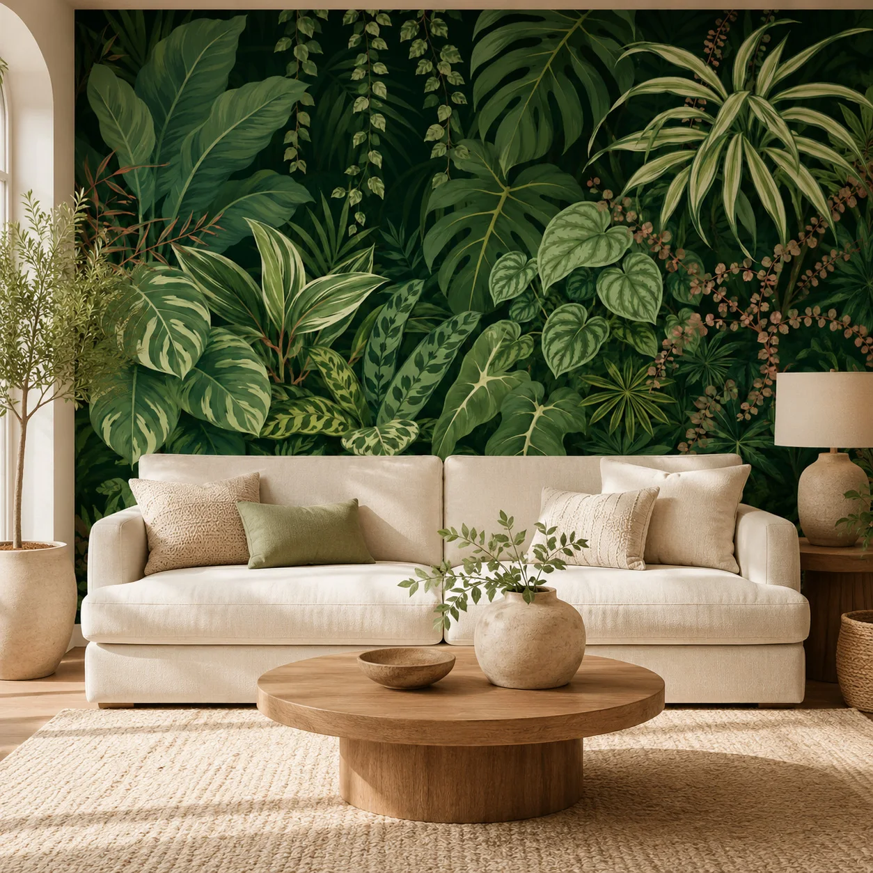 Tropical Leaf Wall Mural Dark Green Botanical Jungle Wallpaper Non Self Adhesive Living Room Bedroom Nature Decor House Wall Art