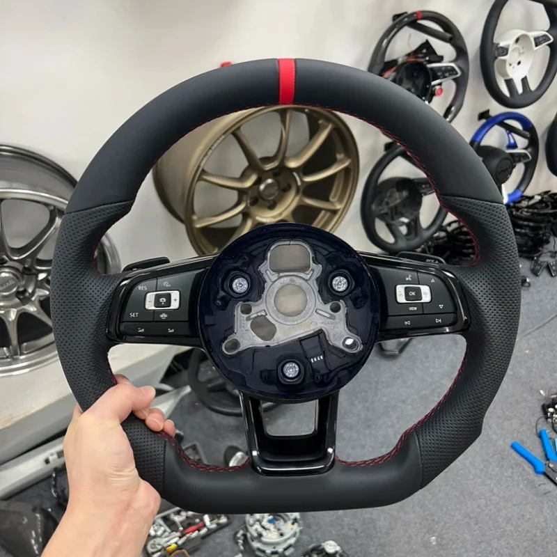 Couro Personalizado para Volkswagen Magotan Sagitar CC Golf Lingdu Touareg Passat Acessórios de Interior de Carro para Volante