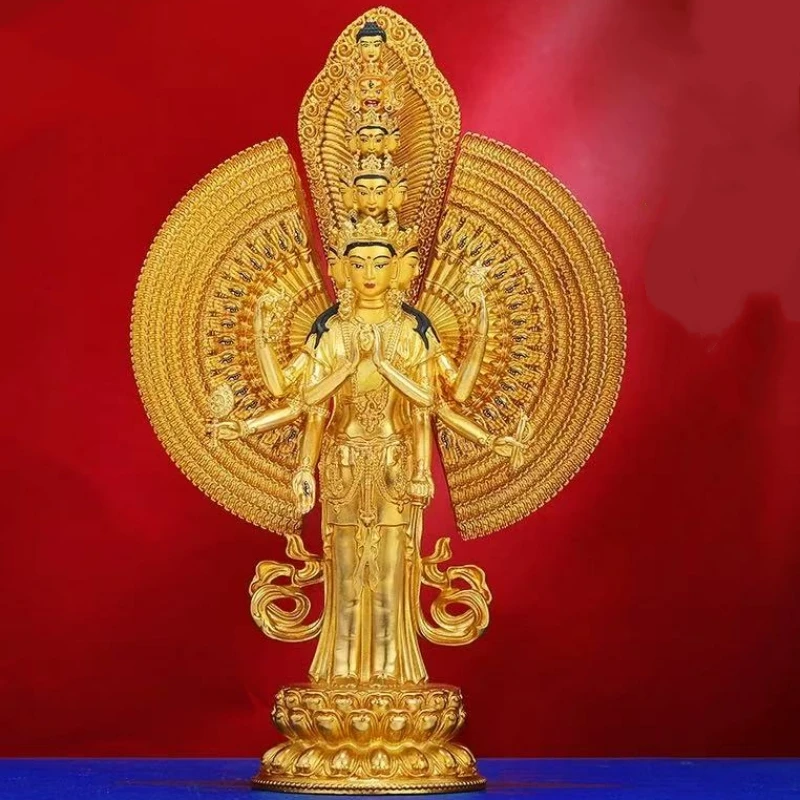 Tibetan Copper Statue of Guanyin Bodhisattva with a Thousand Hands and a Thousand Eyes17.5 cm, Nepal craftsmanship Buddhist Item