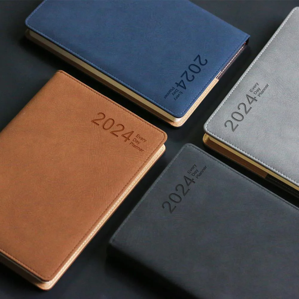 2024 Calendar Book Large A4 Daily Schedule Plan Book Notebook English Notebook Set Gift Box planner supplies  agendas