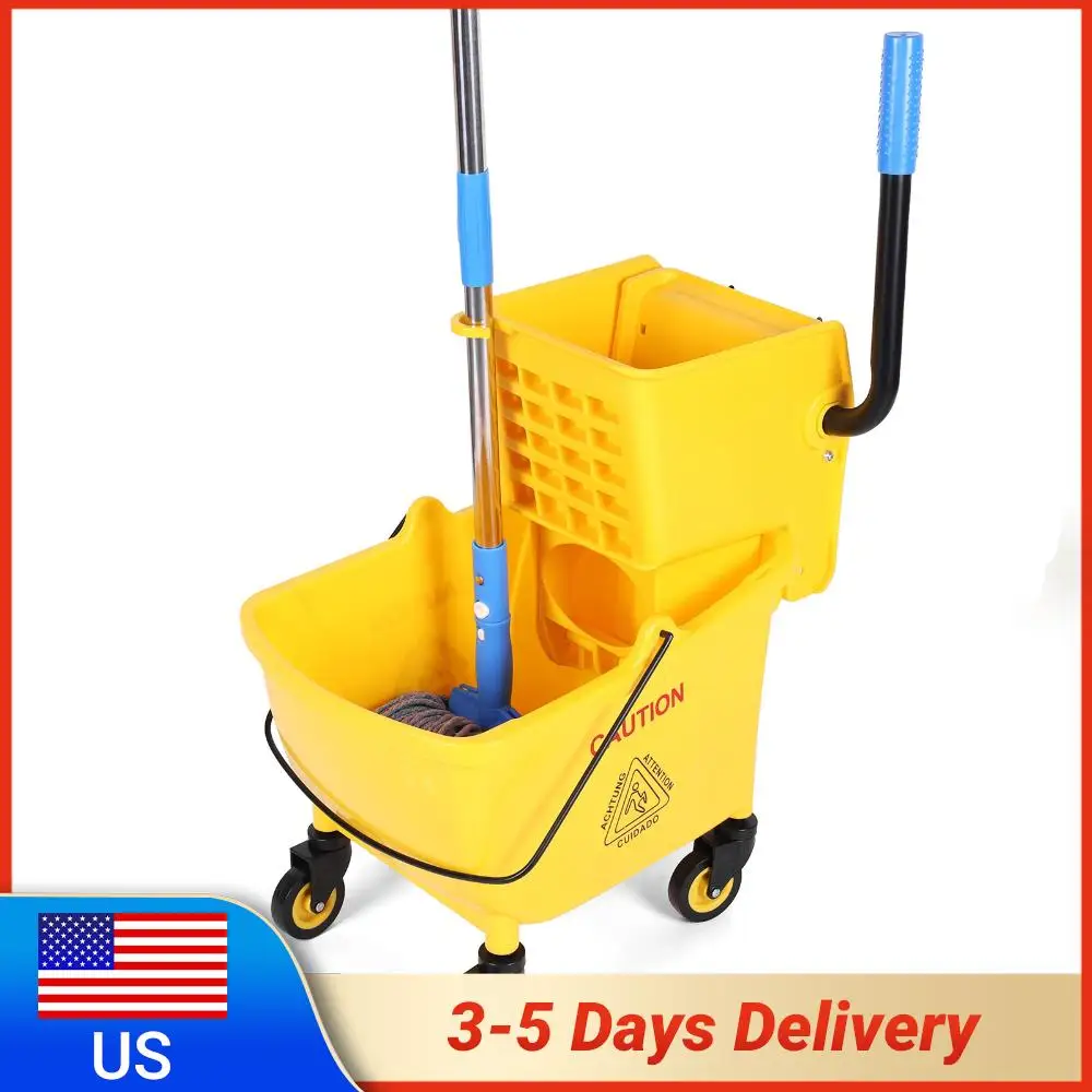 

24-литровое ведро для швабры с отжимом и колесами, пластиковое ведро-отжиматель для швабры, многофункциональное ведро для уборки в отелях, для дома/ресторана/холла