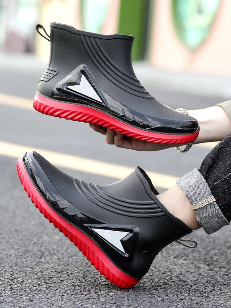 

Непромокаемая короткая мужская обувь, теплые резиновые сапоги для шеф-повара на флисовой подкладке для мужчин, удобные рабочие сапоги из ПВХ для рыбалки на резинке, удобные рабочие сапоги из ПВХ на дождливый день