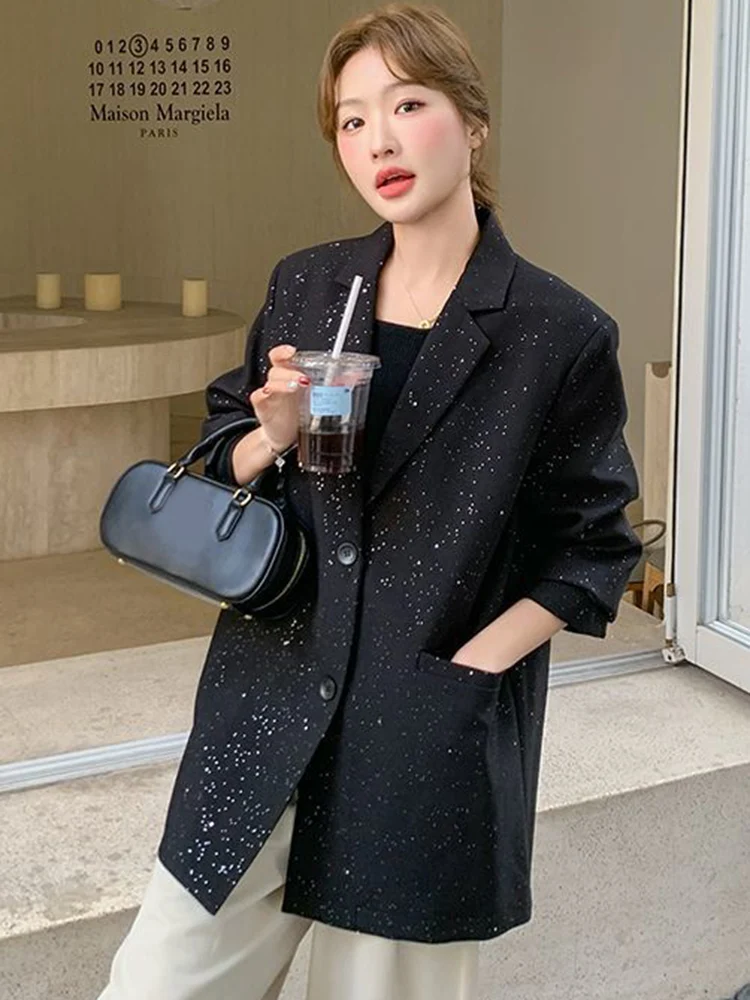 Korean Elegant Black Blazer Women Fashion Long Sleeve Design Suit Coat Casual Chic Female Fall Winter Sweet Jacket Women