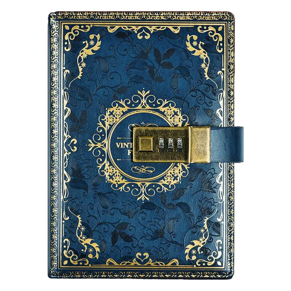 Journal Book Vintage Lock Journal with Digital Combination Lock Pen Retro Style Diary Planner for Students A5 Pu Leather for Men