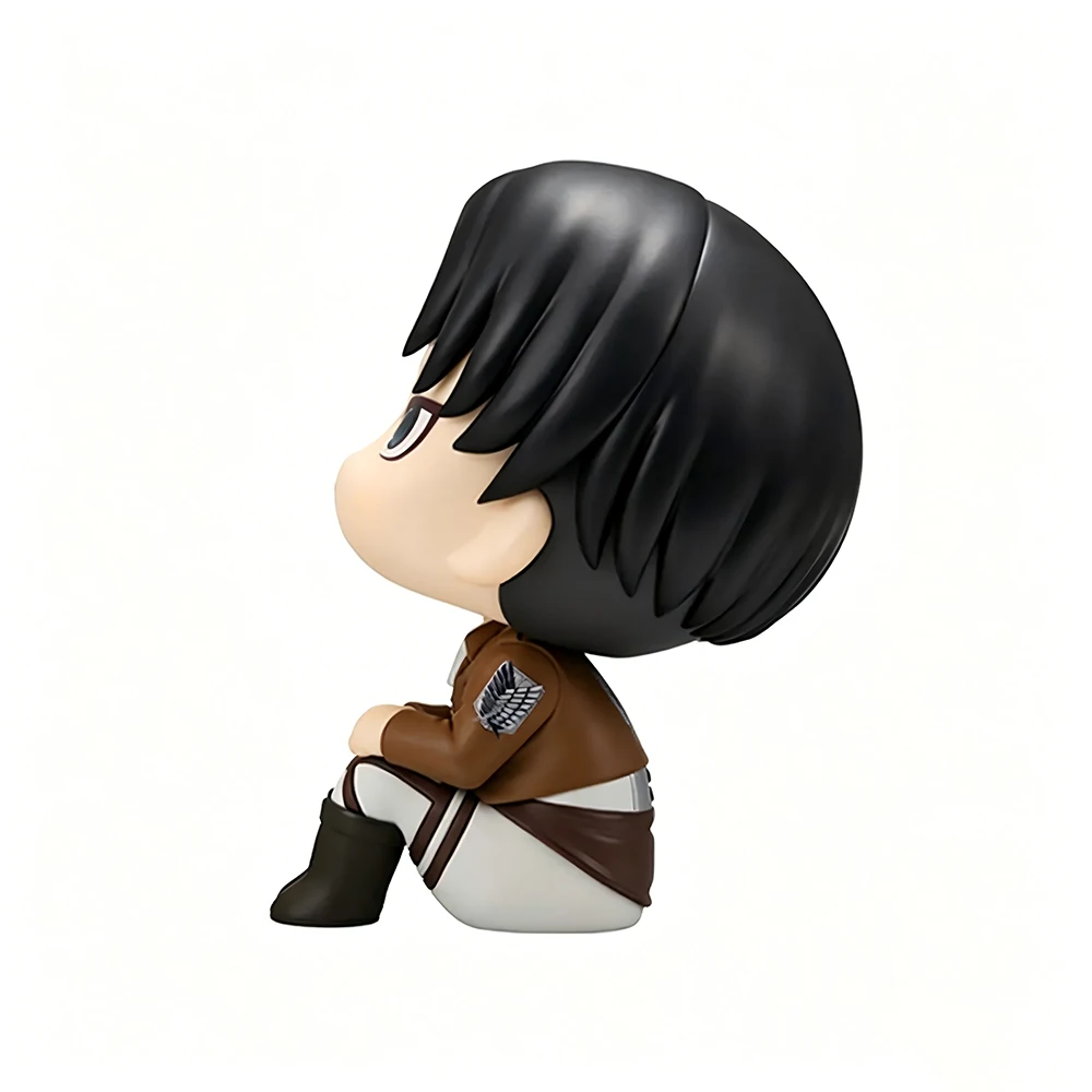 Anime Levi Ackerman Figure Attack On Titan Model Toy PVC Q Version Humanoid Feeling At Ease Collection Desktop Ornaments 14CM