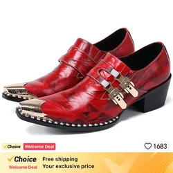 Luxury red genuine Leather shoes for men with Loafers male Dress Shoes Man Snake Print Casual Formal Black Wedding