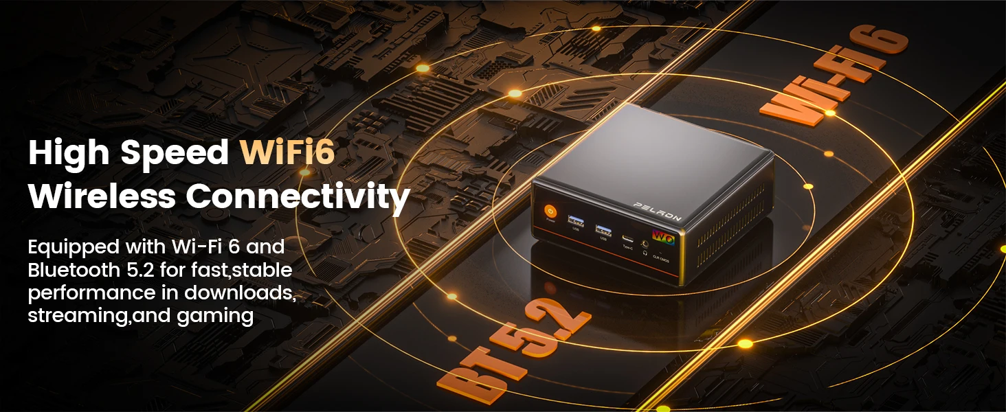 PELADN Gaming WO-4 Mini PC AMD Ryzen 5 7640HS (6 Cores, Up to 5.0GHz) 32GB Dual DDR5 1TB PCIe3.0 SSD Quadruple 4k Display Support