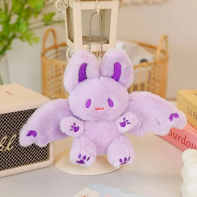 15cm Bat Plush Pendant Cute Flying Rabbit Plush Toy White,Pink,Purple Bat Rabbit Plush Keychain Backpack Decor Kid Best Gift