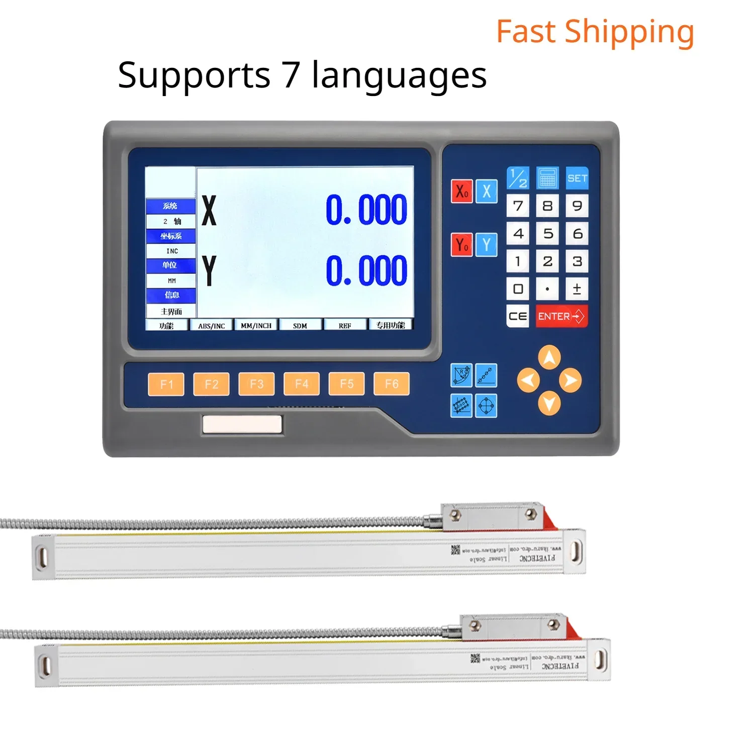 High Accuracy 2 Axis LCD DRO Digital Readout and 2pcs 0-1000mm Linear Scale Encoder Sensor for Milling Lathe Turning Machine