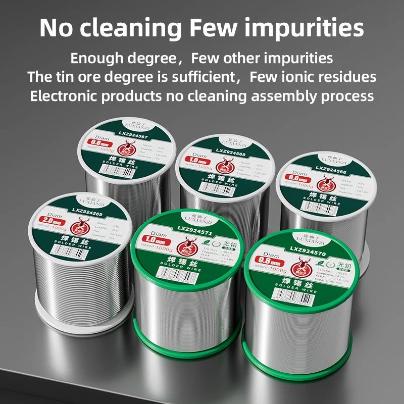 LUXIANZI 1000G Soldering Tin Wire Easy Melt Lead free/Lead Solder Wire Roll Repair Tool Universal No-clean Welding Wire