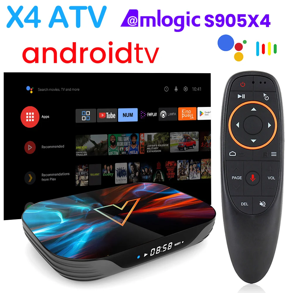 

X4 ATV 4GB 128GB androidtv 11.0 Smart TV Box Amlogic S905X4 Support 4K AV1 BT 1000M Wifi media player set top box 32GB 64GB