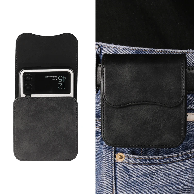 For Samsung Galaxy Z Flip6/Flip5/Flip4/Flip3/Flip2  Belt Clip Holster Case Cover Leather Waist Bag For Motorola Razr 40/40ultra