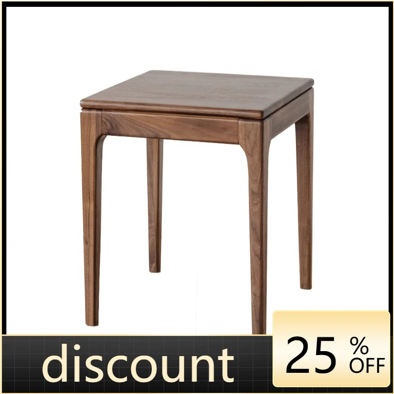 LMM living room balcony tea table square table removable black walnut solid wood household small side table