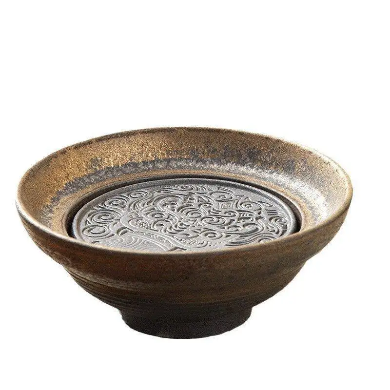 Retro Dry Tea Table Purple Clay Pot Holder Pot Pad Tray Water Storage Tea Tray Japanese Style Pot Pad Accessories Serving Tray