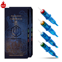 POSEIDON Tattoo Cartridge Needles with Membrane Safety Cartridges Disposable Tattoo Needle for Tattoo Artists Round Liner