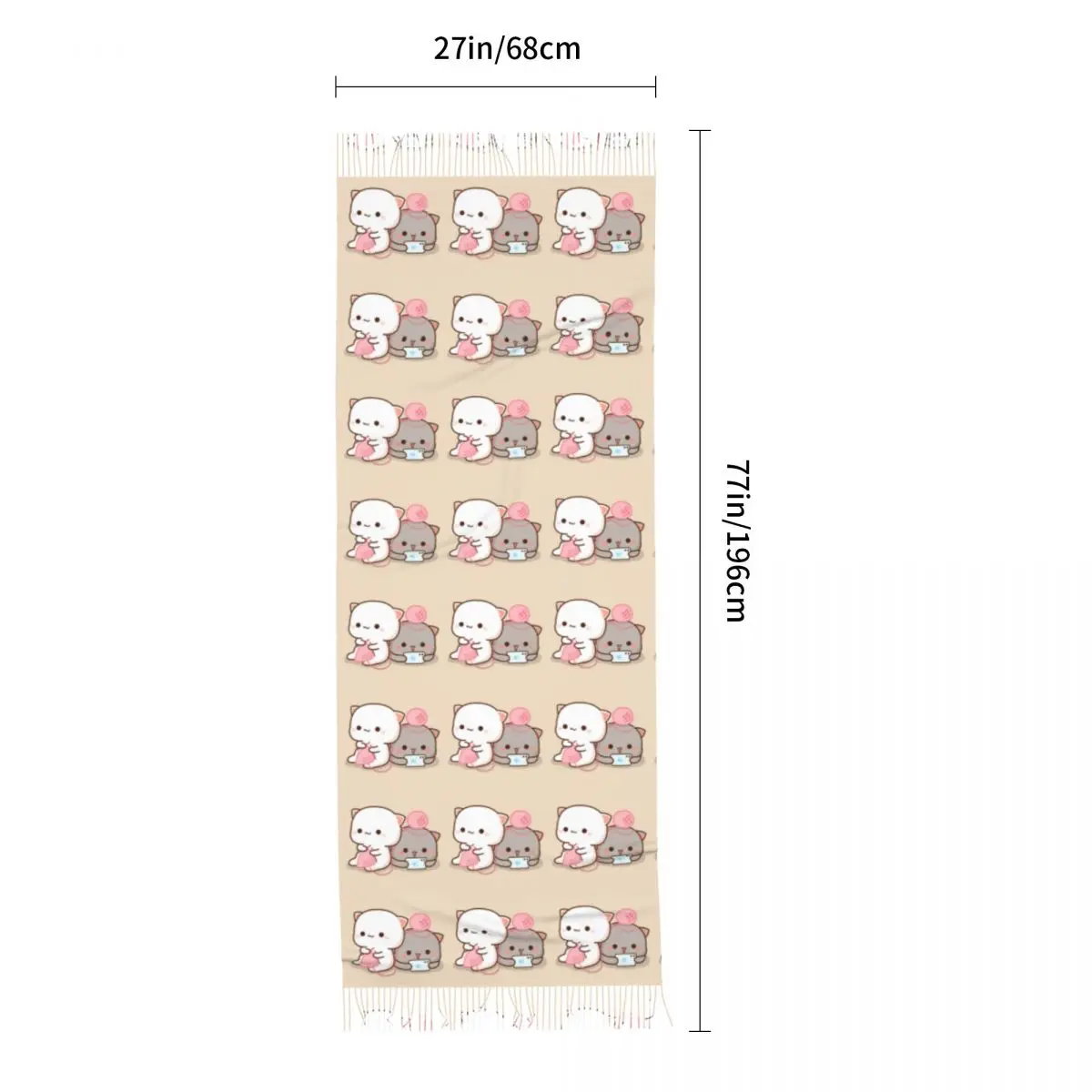 Custom Print Cartoon Couple Peach And Goma Mochi Cat Scarf Women Men Winter Fall Warm Scarves Fashion Versatile Shawls Wraps