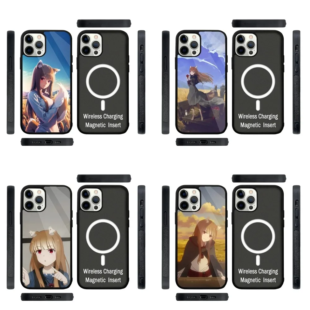 S-Spice and Wolf Anime  Phone Case Strong Magnetic For IPhone 16,15,14,13,Pro,Max,Plus,11,12,Mini For Magsafe Wireless Charging