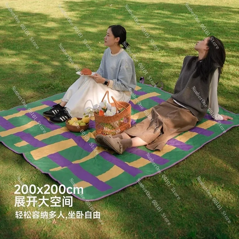 Foldable Ultrasonic Picnic Mat Thickened Moisture Proof Outdoor Camping Blanket Portable Spring Travel Beach Lawn Pad Custom INS