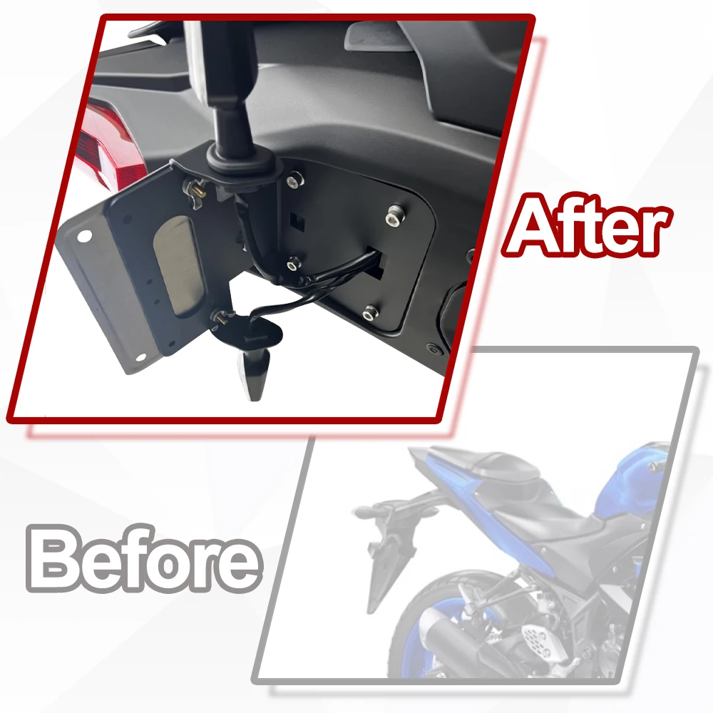 Motorcycle License Plate Holder LED Light Tail Tidy Fender Eliminator YZF-R25 2014-2024 YZF-R3 MT-03 2015-2026 MT-25 For YAMAHA