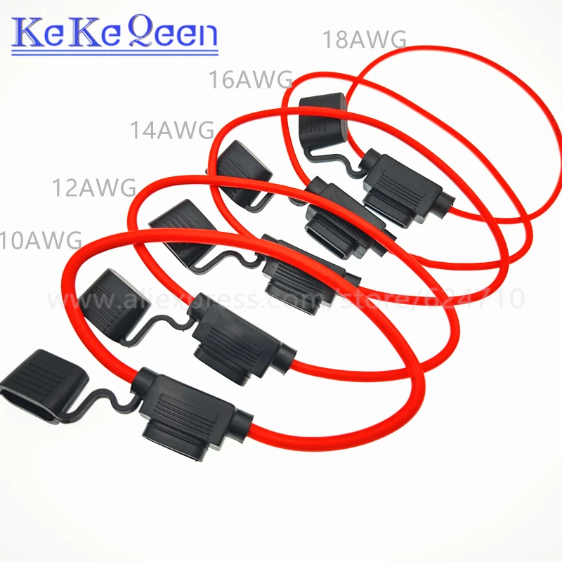 1pcs 10awg 12awg 14awg 16awg 18awg Medium Car Fuse Holder Water-resistant Waterproof Automotive With Cover Inline Auto
