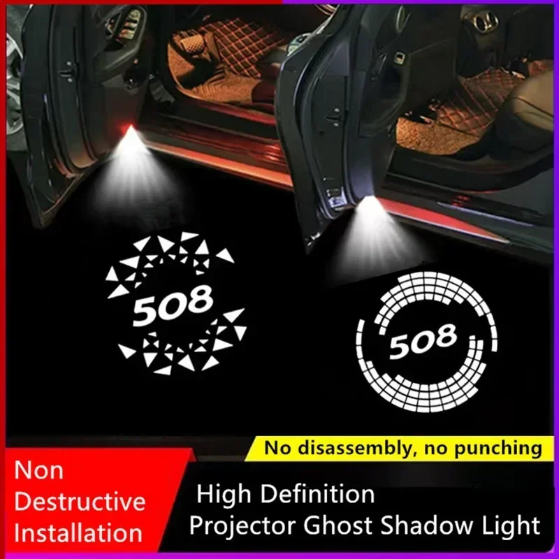 

2Pcs LED Car Door Welcome Courtesy Projector Ghost Shadow Light for Peugeot 508 2010 2011 2012 2013 2014 2015 2016 Accessories