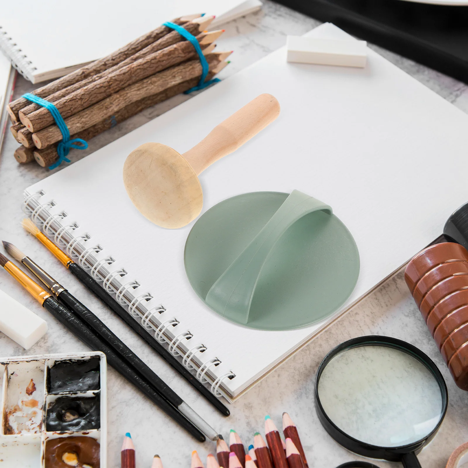 

Printmaking Ink Plates Wooden Mushroom Roller for Engraving Mats DIY Art Projects Craft Printmaking Board Handcrafting Tool