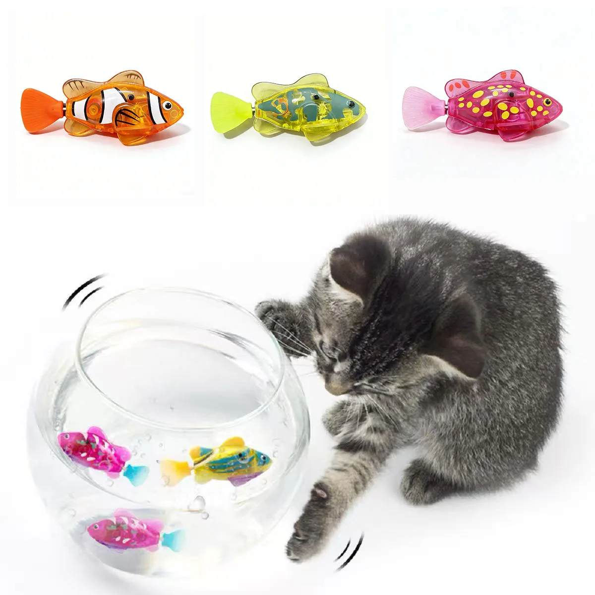 Pet Cat Toy LED Interactive Swimming Robot Fish Toy, Glowing Electric Fish Toy for Cats, Stimulates the Hunting Instinct of Pets