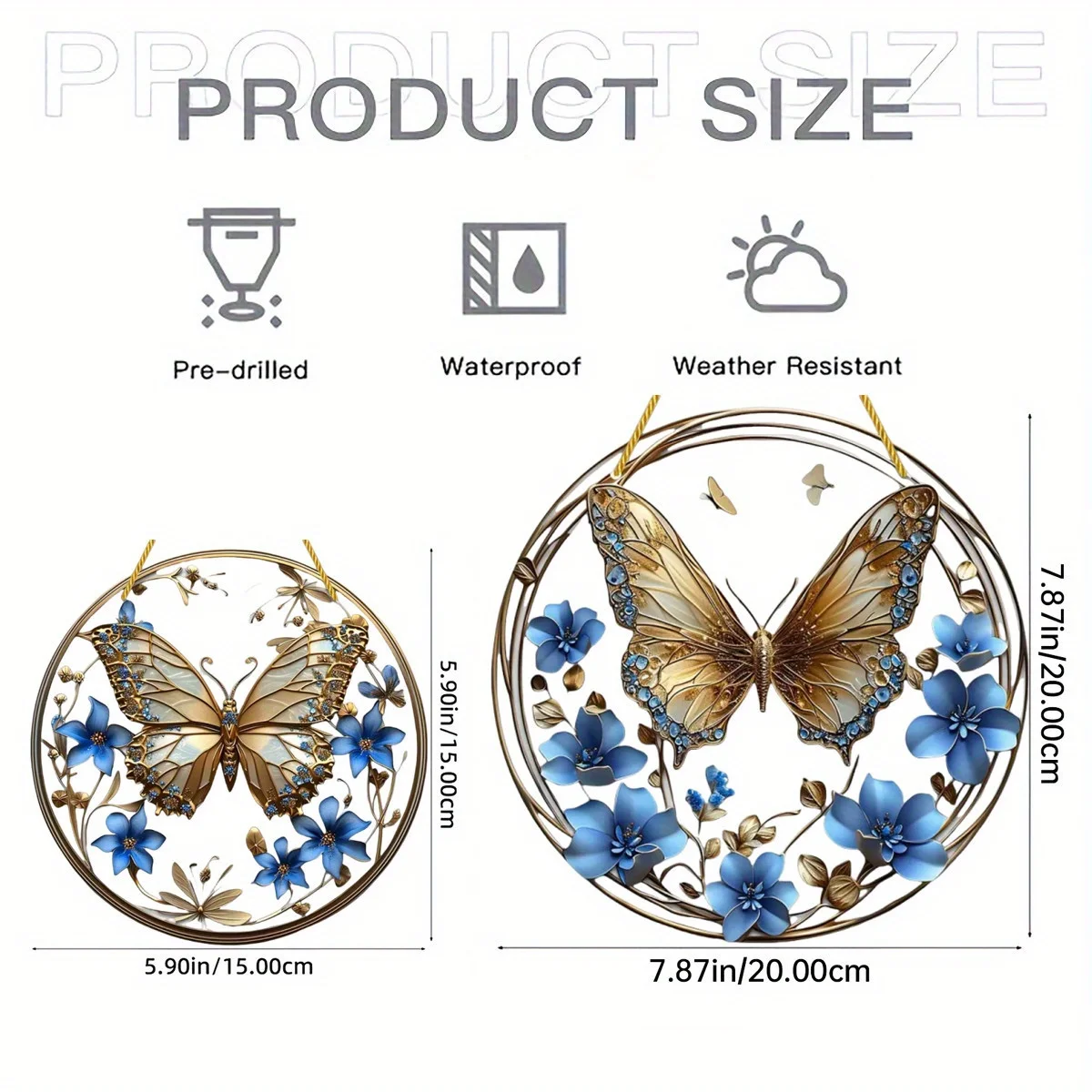 Vibrant Purple Butterfly Suncatcher - Stained Glass-Inspired Window Hanging, Durable Acrylic Round Sign Winter and Holiday Decor