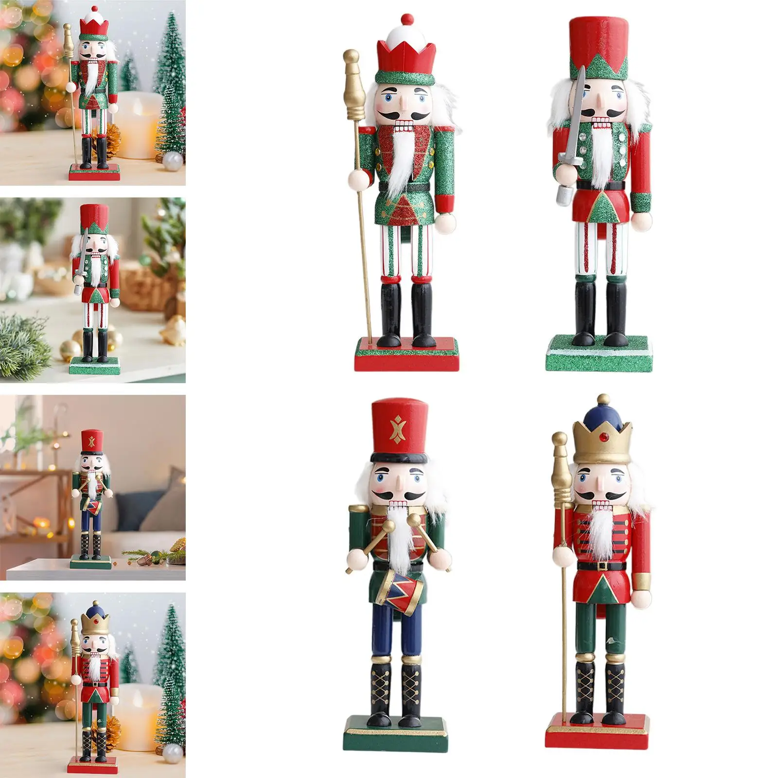 Nutcracker Figurine Christmas Decoration Tabletop Ornament Wooden Nutcracker for
