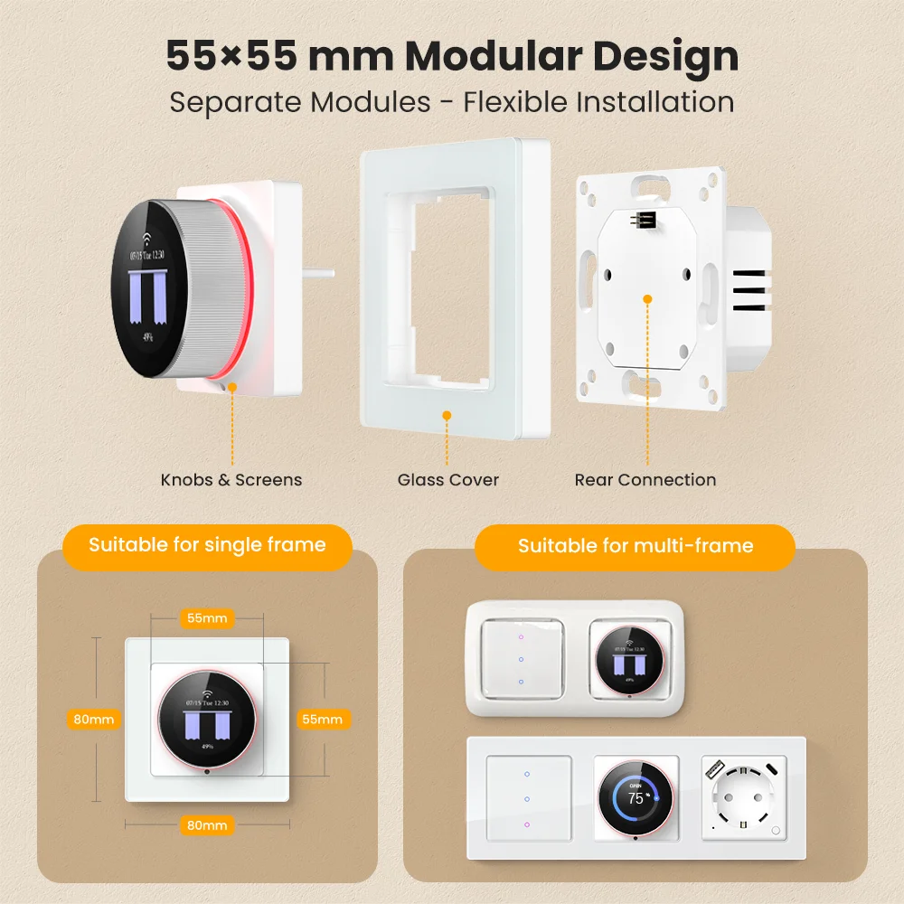 AVATTO WiFi Smart Knob Curtain Switch,With Ambient Light Ring,Precise Percentage Control,Works With Tuya Alexa Google Home Alice - view 3