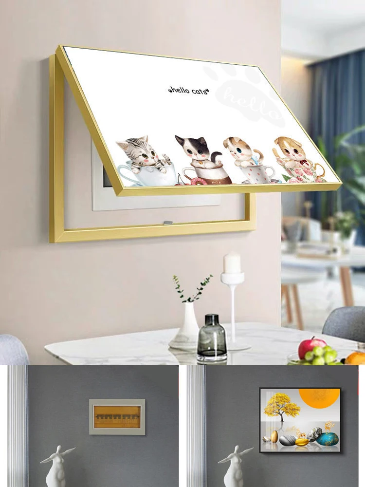 Decorative Hanging Painting of Meter Electric Box Covers Modern Minimalist Home Living Room Wall Art Poster Mural With Frame