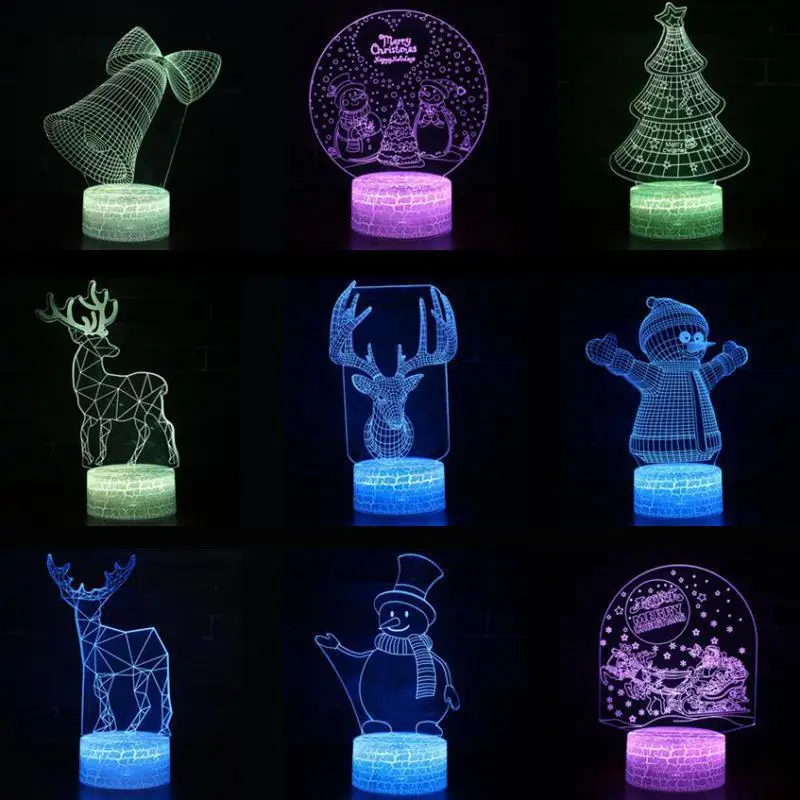 Veilleuse 3D du Père Noël pour la décoration de la chambre des enfants, belle lampe de dessin animé, jouets pour enfants, cadeau d'anniversaire, lumières décoratives