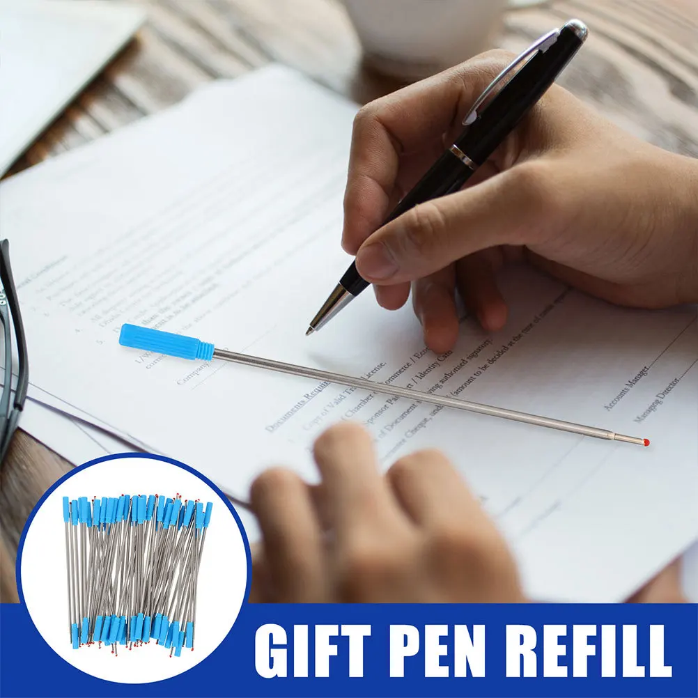 

30pcs Blue Ballpoint Pen Refills Creative Design Smooth Writing For Office School Students Notes Doodling Sketching