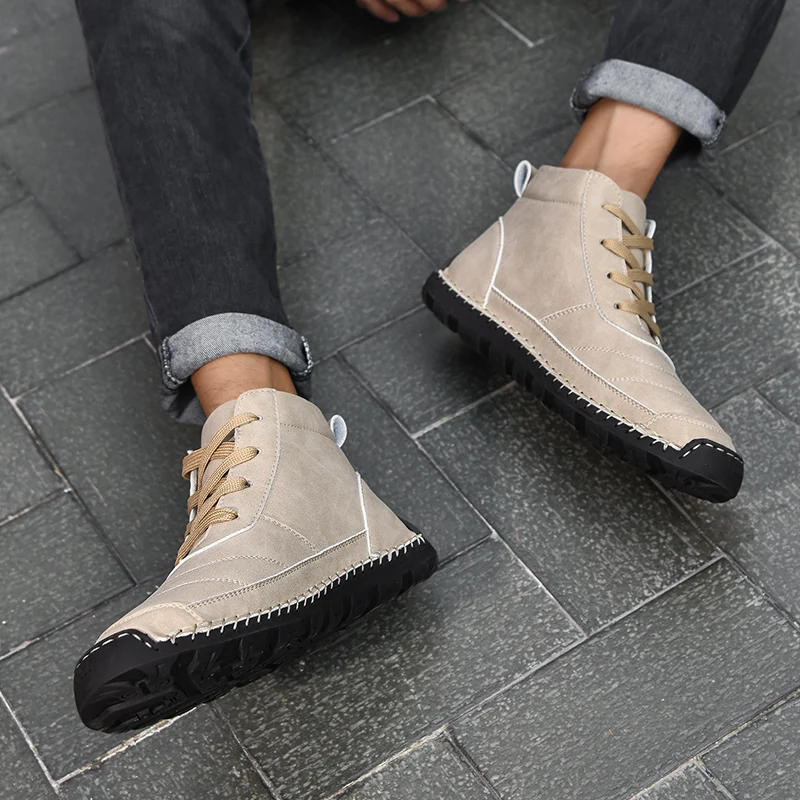الفاخرة عالية الجودة الذكور حذاء من الجلد ريترو ستايل عدم الانزلاق في الهواء الطلق الرحلات الأحذية أحذية رياضية اليدوية الدانتيل متابعة الرجال أحذية التنزه #6