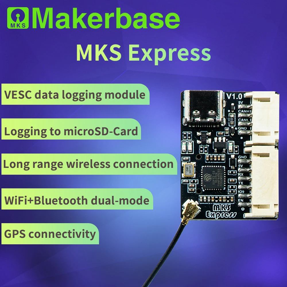 Makerbase VESC EXPRESS supports WIFI+Bluetooth SD card logging ESP32 module GPS positioning