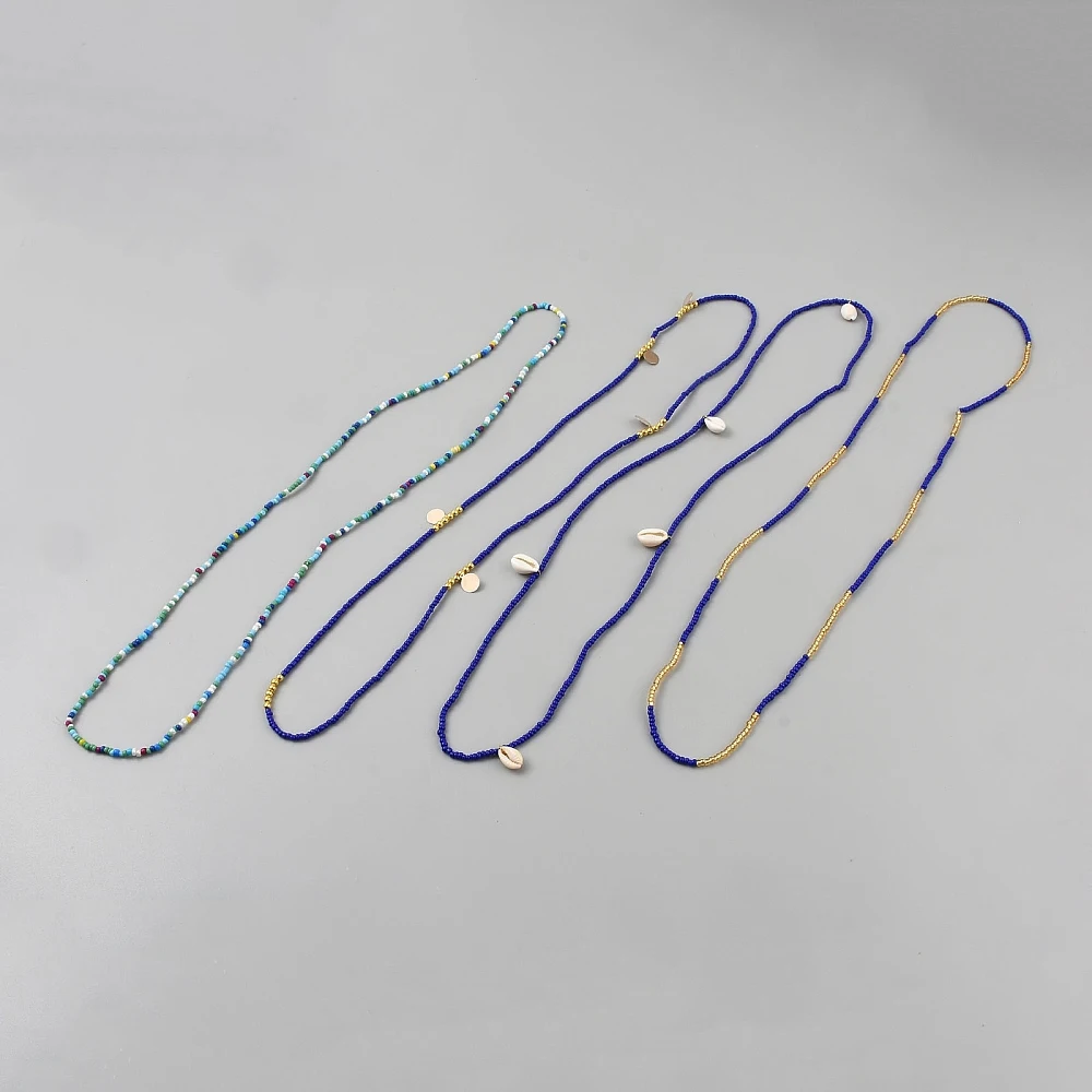 Plastic Waist Belts Seed Bead Chain Blue 820mm