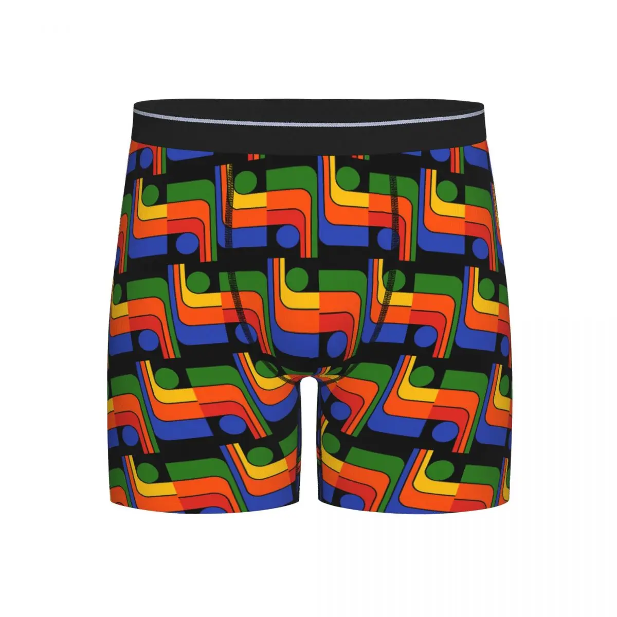 

Long Boxer Underpants Shorts Retro Geometric Design 647 Panties Men's Ventilate Underwear for Homme Man Boyfriend Gifts