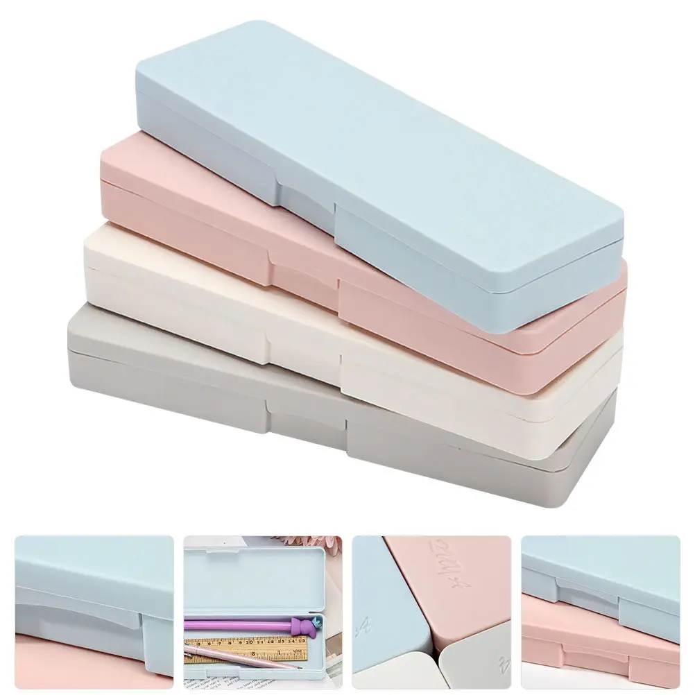 

Портативные пеналы для карандашей, 4 шт., пластиковые коробки для хранения, вместительные органайзеры для карандашей для студентов, офиса, школы, канцелярских принадлежностей