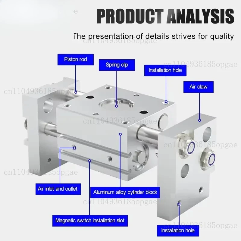 Pneumatic Aluminum Piston Cylinder Parallel Opening and Closing Clamp MHL2- 10/16/20/25/32 Standard Type