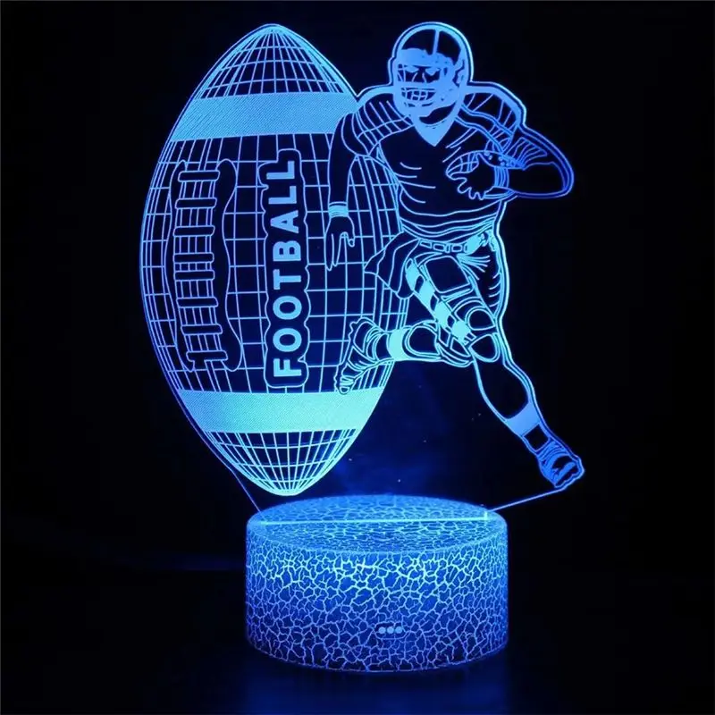 BMBY-LED Football Light 3D Visual Effects Acrylic Football Sign Lamp 16 Colors Changing Energy Saving Night Light For Kid