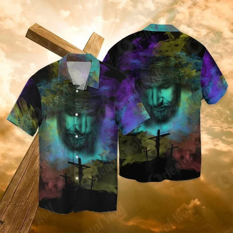 New Summer 3D Print Christian Jesus Shirts Children Fashion Streetwear Shirts Blouses Men Hawaiian Shirts Cool Vintage Clothing